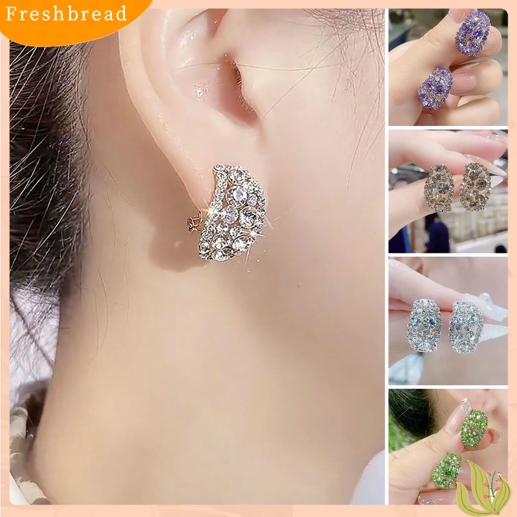 &lt; Freshbread &gt; 1pasang Anting Pejantan Temperamen Mengkilap Elegan Geometris Berkilau Berdandan Hadiah Valentine Wanita Kristal Imitasi Menjuntai Anting Perhiasan Pernikahan Aksesori Fashion