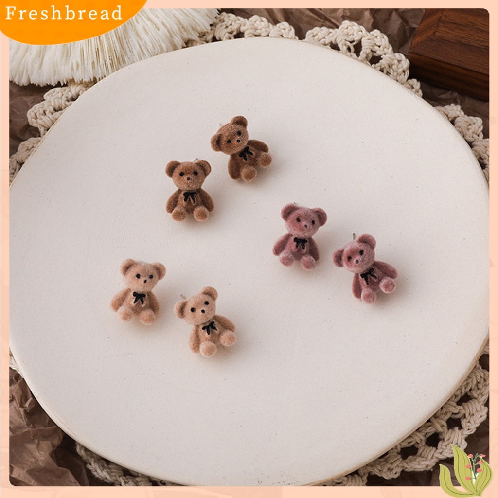 &lt; Freshbread &gt; 1pasang Busur Bentuk Beruang Wanita Anting Paduan Mewah Kartun Telinga Studs Perhiasan Aksesori