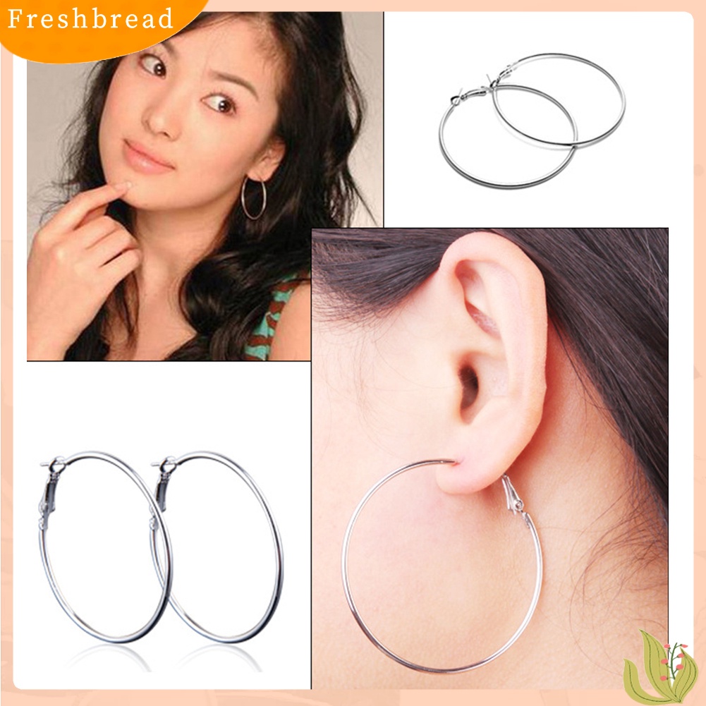 &lt; Freshbread &gt; 1pasang Wanita Lingkaran Besar Pesona Pernyataan Anting Hoop Pesta Malam Perhiasan Hadiah