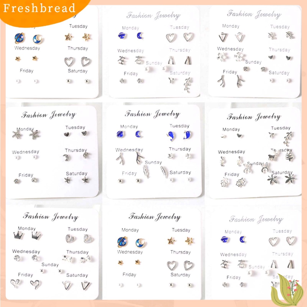 &lt; Freshbread &gt; Anting Tusuk Telinga Tema Minggu Perhiasan Fashion Anting Bintang Alloy Lucu Untuk Pesta