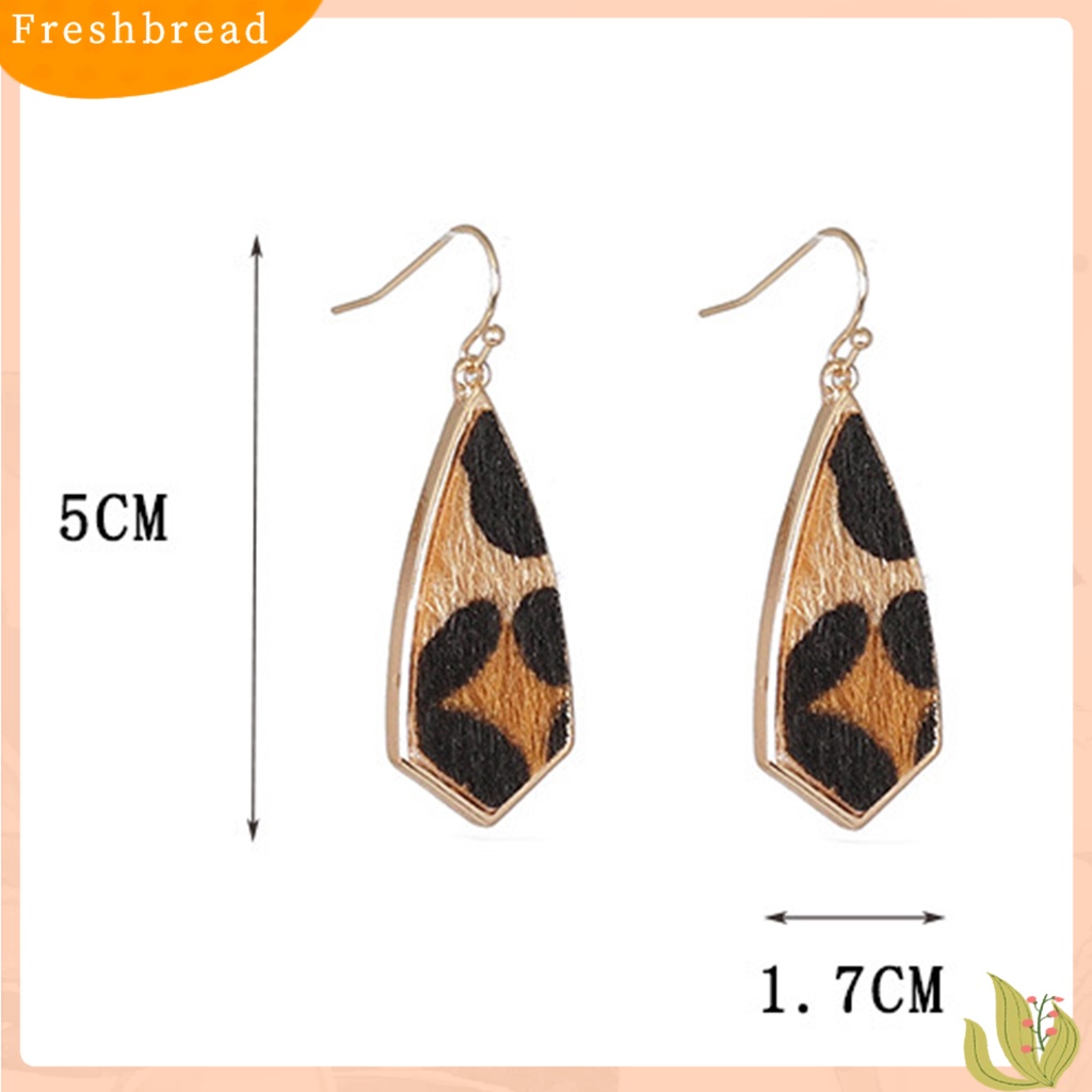 &lt; Freshbread &gt; 1pasang Drop Earrings Paduan Halus Sederhana Motif Leopard Geometris Wanita Anting Kait Untuk Pacaran