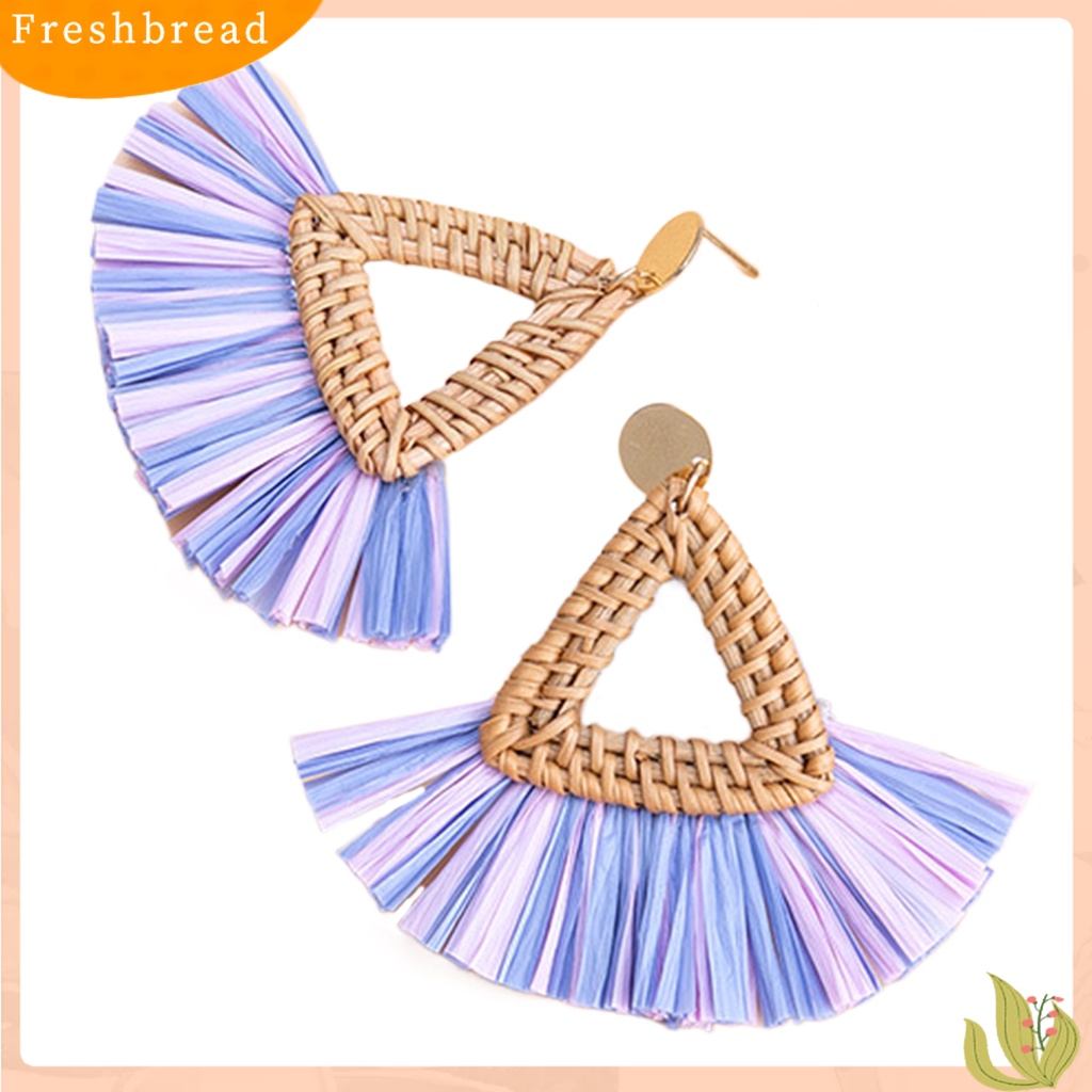 &lt; Freshbread &gt; 1pasang Drop Earrings Braided Berlebihan Gaya Boho Desain Niche Anting Menjuntai Aksesoris Wanita