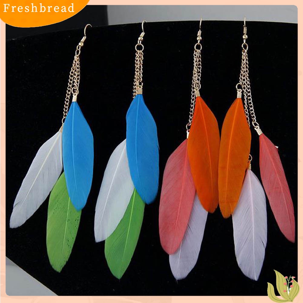 < Freshbread > Fashion Bulu Panjang Rumbai Rantai Pesona Wanita Kait Anting Pesta Perhiasan Hadiah