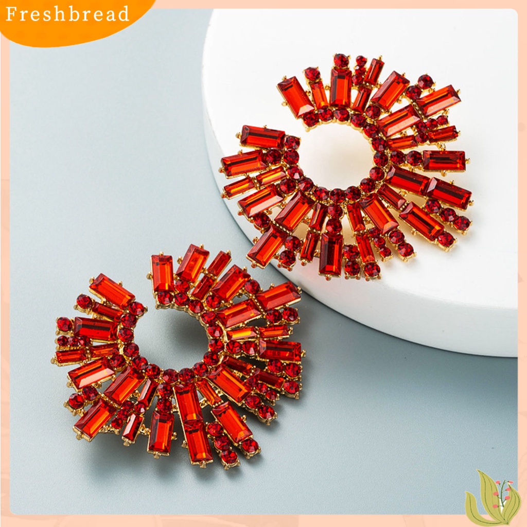 &lt; Freshbread &gt; 1pasang Anting Tusuk Bentuk Bunga Matahari Multicolor Rhinestones Perhiasan Anting Bohemian Vintage Untuk Pantai