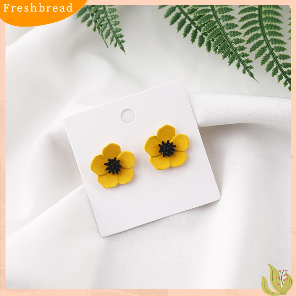 &lt; Freshbread &gt; Wanita Fashion Lukisan Bunga Mutiara Imitasi Bibir Merah Stud Earrings Perhiasan Hadiah