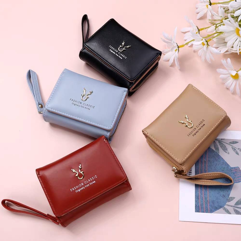 GOOD QUALITY - DOMPET KOREA ZIGZAG LIPAT WANITA L-066 KULIT IMPORT TEMPAT KARTU JAKARTA BLACKPINK PREMIUM