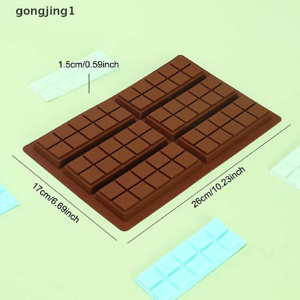 Ggg 6kisi Waffle Kecil Persegi Panjang Coklat Bar Silikon Candy Mold Tray ID