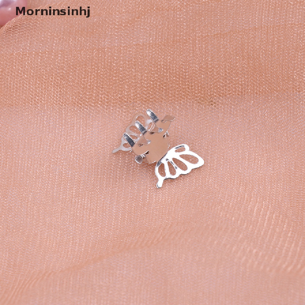 Mornin 5Pcs Klip Cakar Kupu-Kupu Hollow Mini Warna Silver Jepit Rambut Model Metal Bang Untuk Wanita id