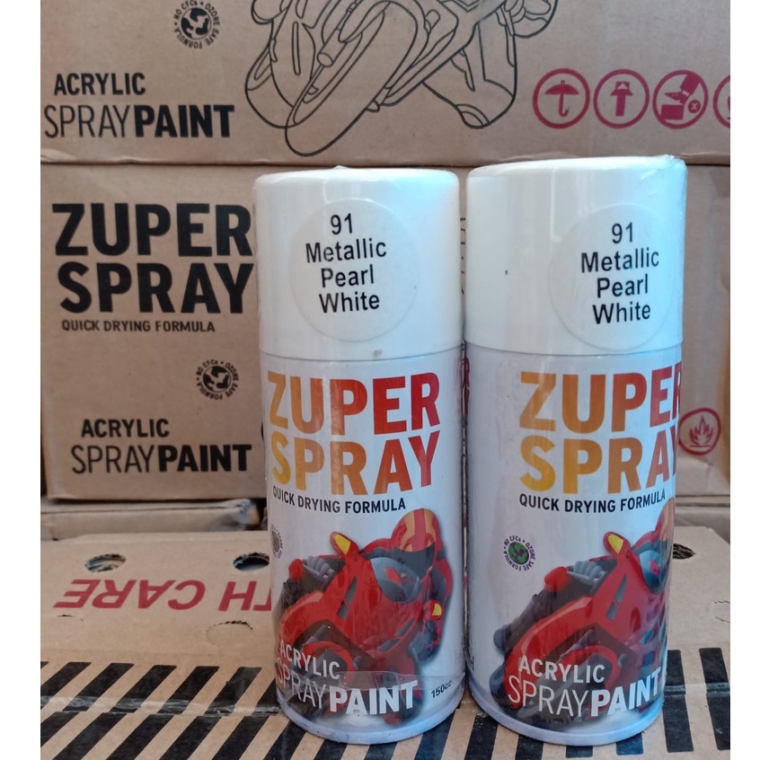 Zuper Spray Paint Pilok Pilox Warna Pearl White / Putih Mutiara Metalik (P 91) 150cc/150ml