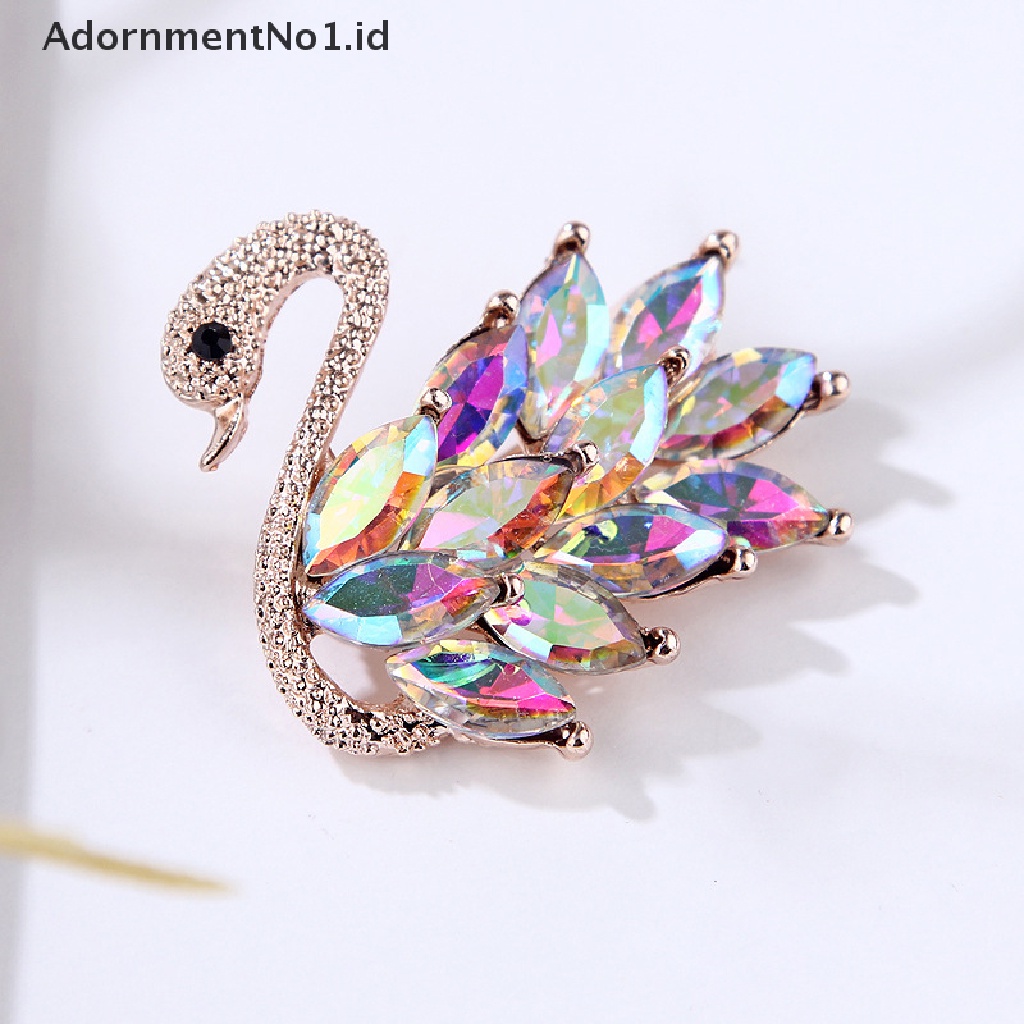 [AdornmentNo1] 1pc Alloy Crystal Swan Bros Kristal Hewan Bros Jas Kerah Pin Hias [ID]