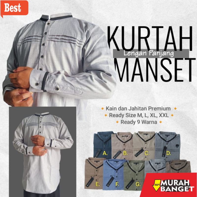 KEMEJA BUAT LEBARAN UNTUK PRIA TERBARU- KURTA LENGAN PANJANG MANSET ILNAF LEBARAN HARI RAYA BAJU KOK