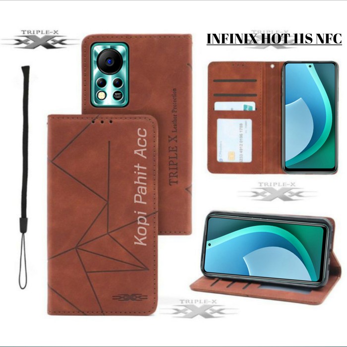 Infinix Hot 11s Nfc Flip Cover Wallet Leather Case Dompet Magnet