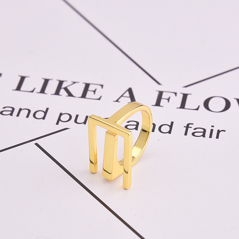 Goldkingdom Fashion Perhiasan Aksesoris Ready Stock Geometris Kecil Berlapis Emas Cincin Wanita Jari Telunjuk Ekor Cincin Perhiasan Pertunangan