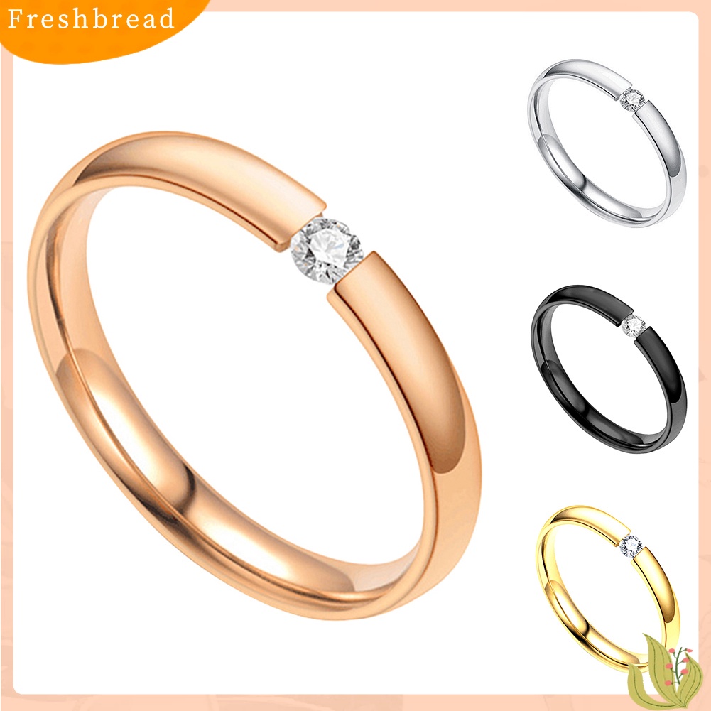 {In Stock} Unisex Fashion Cubic Zirconia Stainless Steel Pasangan Jari Pernikahan Cincin Perhiasan
