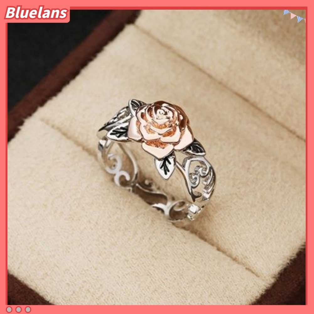 {In Stock} Retro Wanita Bunga Mawar Kerawang Ukir Jari Cincin Pesta Perhiasan Hadiah Ulang Tahun