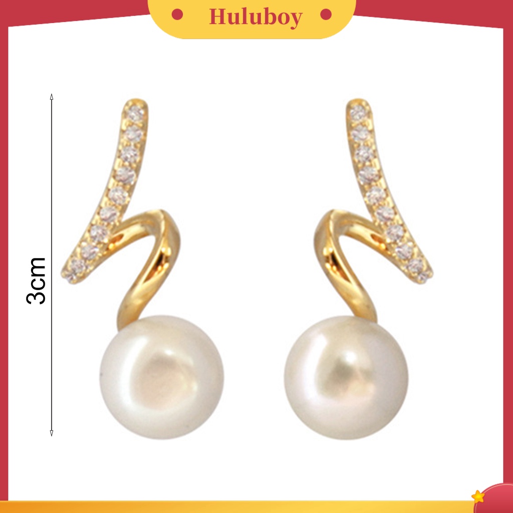 {Ready Stock} 1pasang Anting Pejantan Memutar Berlian Imitasi Perhiasan Gaya Korea Mutiara Imitasi Stud Earrings Perhiasan Hadiah