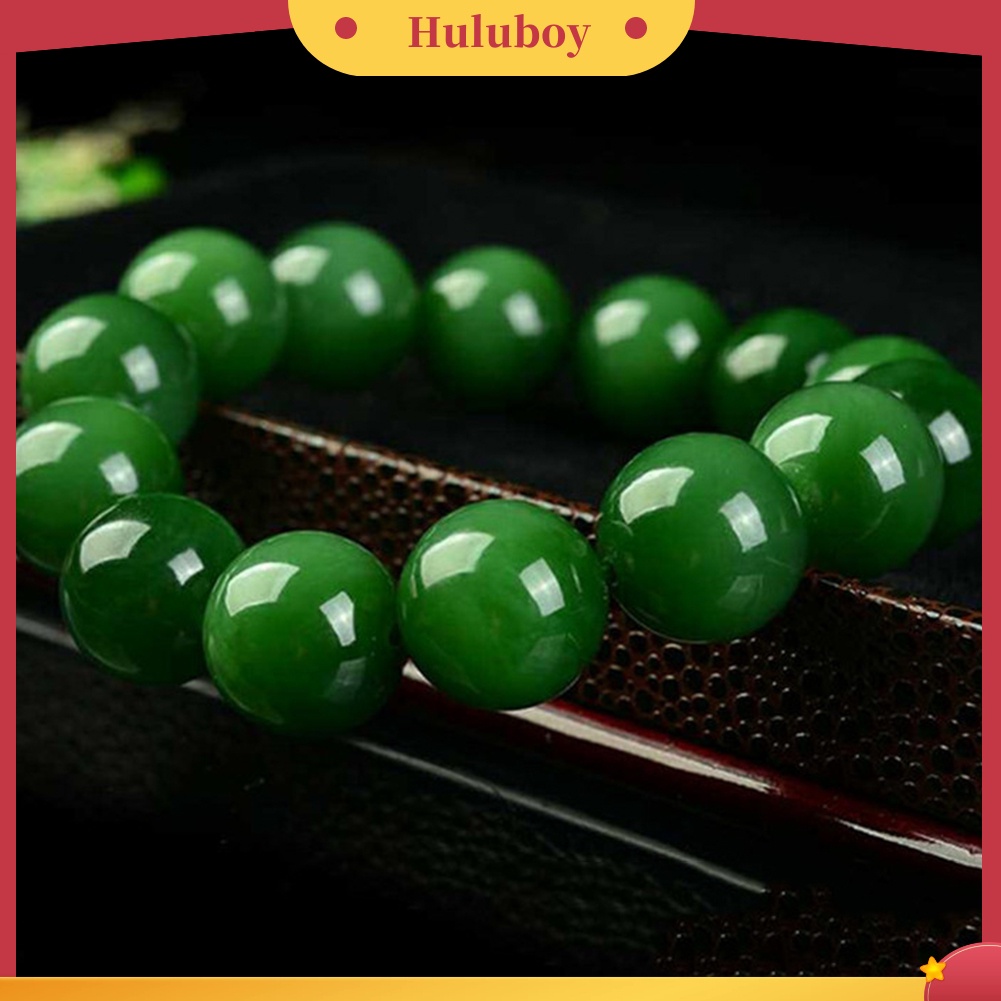 {Ready Stock} Natural 10mm Hijau Tua Faux Jade Putaran Beads Melar Bangle Gelang Hadiah