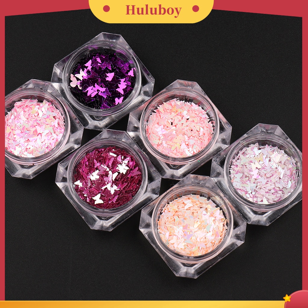 {In Stock} 6Pcs/Set Manicure Decor Cantik Bersinar Tempel Mudah Hidup Kreatif DIY Ringan Bentuk Kupu-Kupu Kuku Glitter Sequin Untuk Wanita