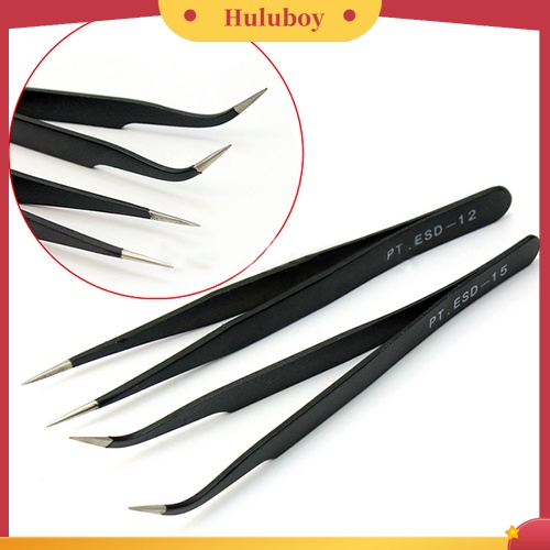 {In Stock} 2Pcs Pinset Lurus Lengkung Untuk Nail Art Eyelash Extension Nipper Picking Tool