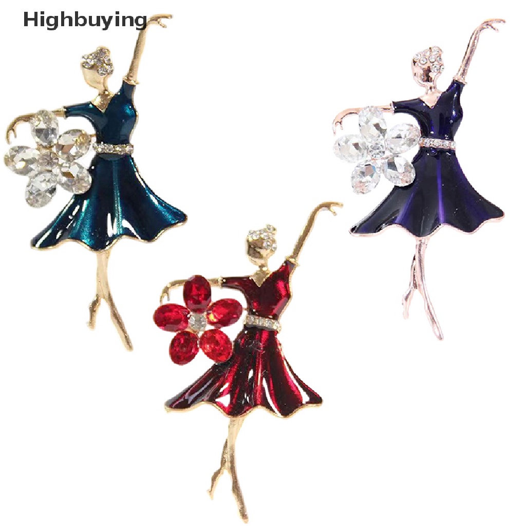 Hbid Fashion Wanita Enamel Kristal Bunga Ballet Dancer Bros Pin Syal Baju Bros Hadiah Glory