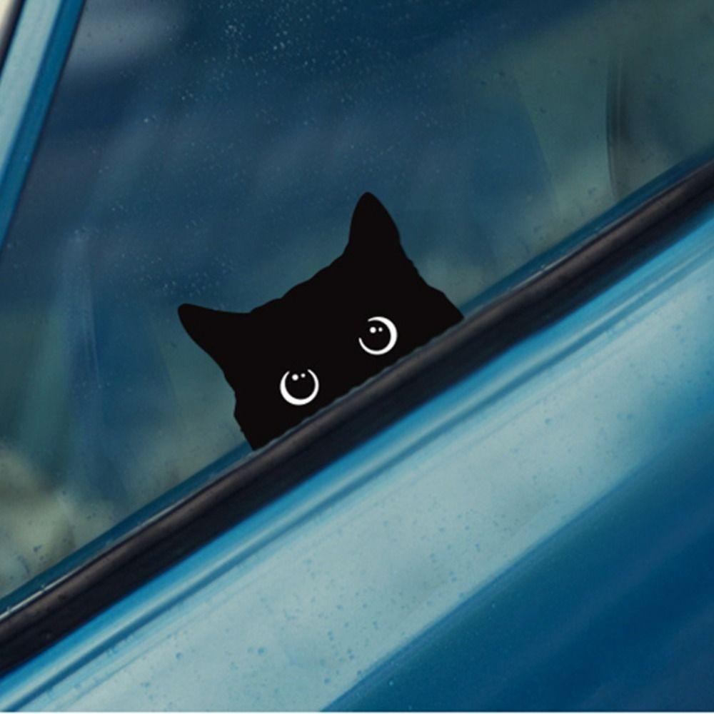Rebuy Big Eyes Cat Sticker 1pc Self-Adhesive Aksesoris Motors Dekorasi Goresan Penutup Dekoratif Mobil Vinyl Decal