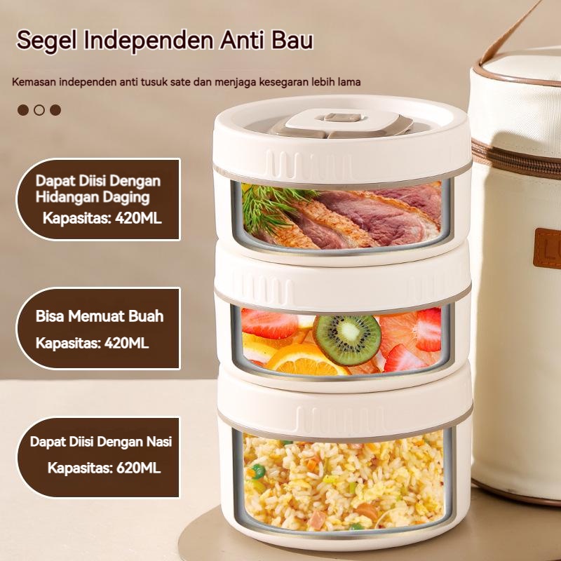 【COD】Round Stainless Lunch Box/Lunch Box Kotak Makan Siang Bento/Kotak Makan Siang 316 Stainless Steel Lunch Box