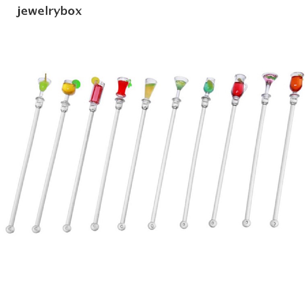 [jewelrybox] 10pcs 23cm Pengadukan Akrilik Dapur Jus Pesta Cocktail Minuman Mixer Stick Butik