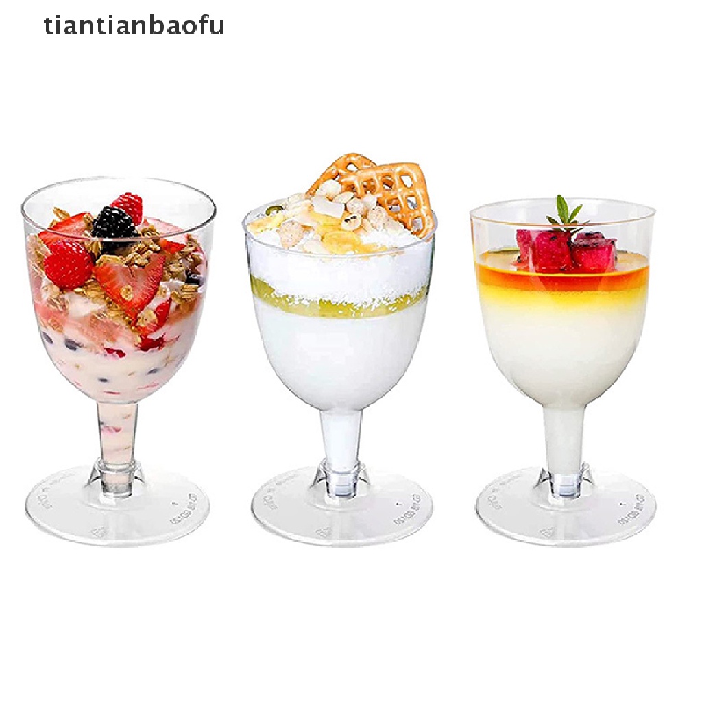 [tiantianbaofu] 10 Pcs Sekali Pakai Mousse Kue Jelly Pesta Dessert Cup Anggur Bening Dessert Cups Butik