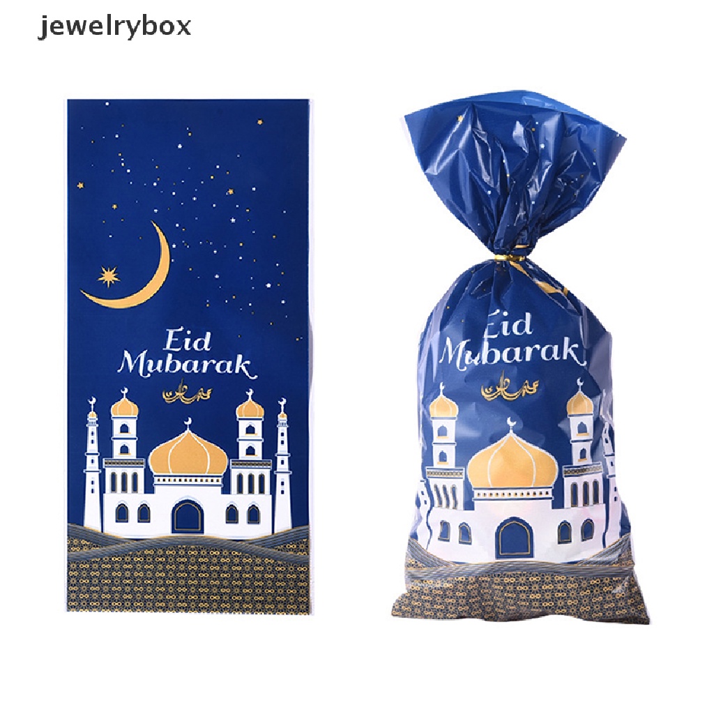 [jewelrybox] 50pcs Eid Mubarak Gift Bags Plastik OPP Permen Cookie Bag Ramadan Kareem Decor Boutique