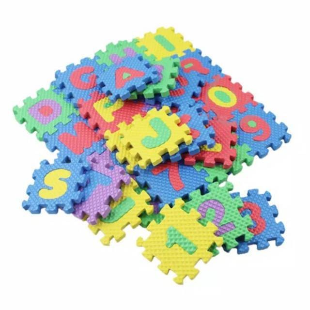 Evamat Puzzle Building Block Alphabet &amp; Angka Mainan Anak