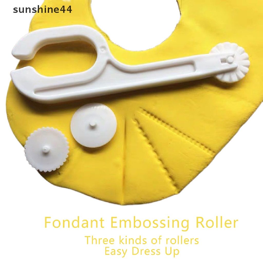 Sunshine 1set DIY Fondant Kue Gula Craft Tempel Embosser Roda Jahitan Cutter Tools ID