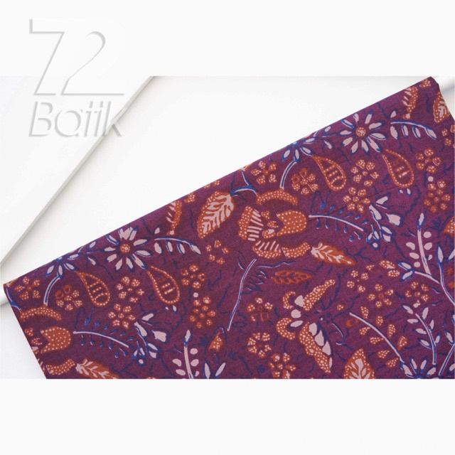 KAIN BATIK PREMIUM Bahan Katun Motif Kembang Setaman Warna Ungu Orange Oranye 723377 Cap 72 Jarik Jarit Samping Kebat Panjang Batik Katun Modern Premium Bahan Seragam Batik Pernikahan Kantor Keluarga Murah Kamen Jadi Batik Bali Lembaran