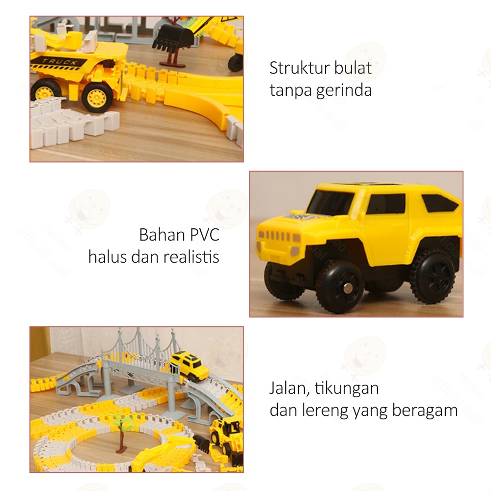 Lacoo Mainan kereta api rel panjang dan lintasan City rail truck diy Mobil rel mainan anak