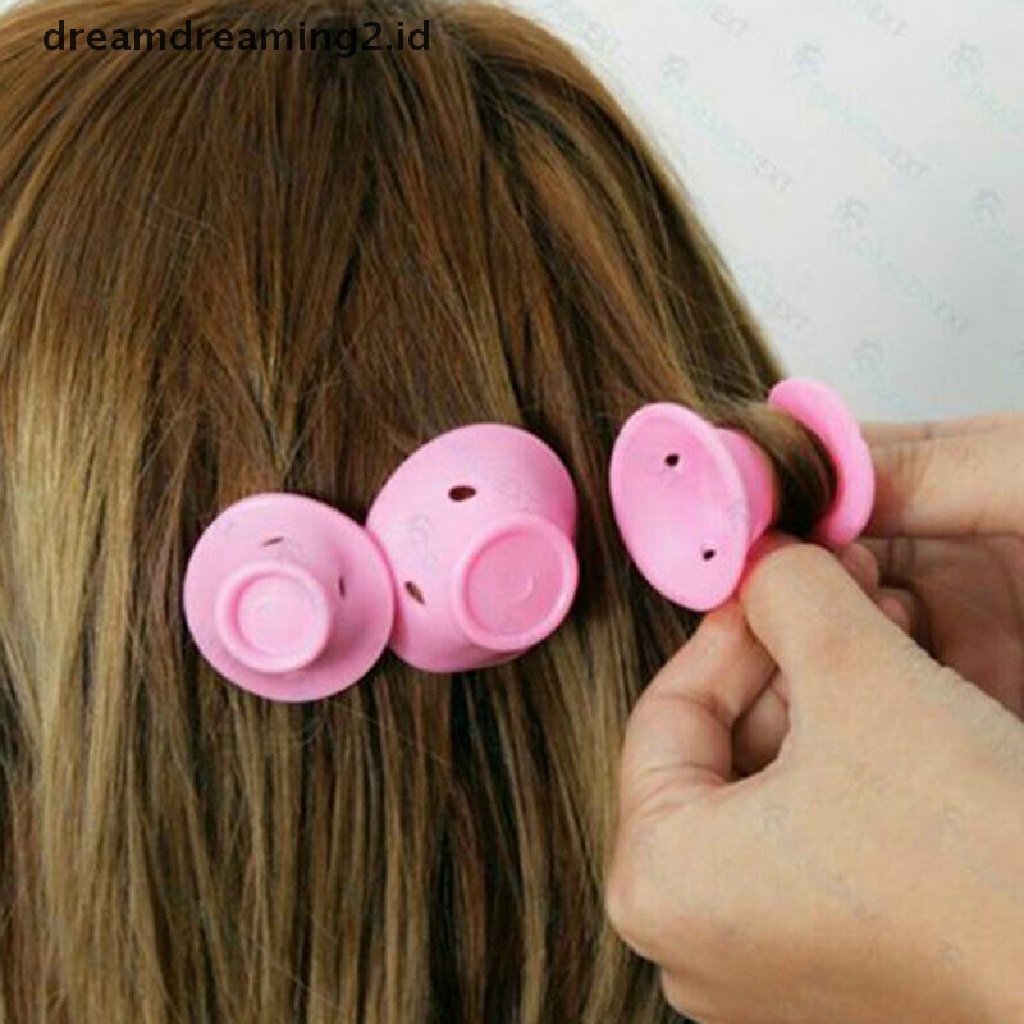 (hot) 10pcs Karet Lembut Magic Hair Care Rollers Silikon Pengeriting Rambut Tidak Panas Ada Klip//