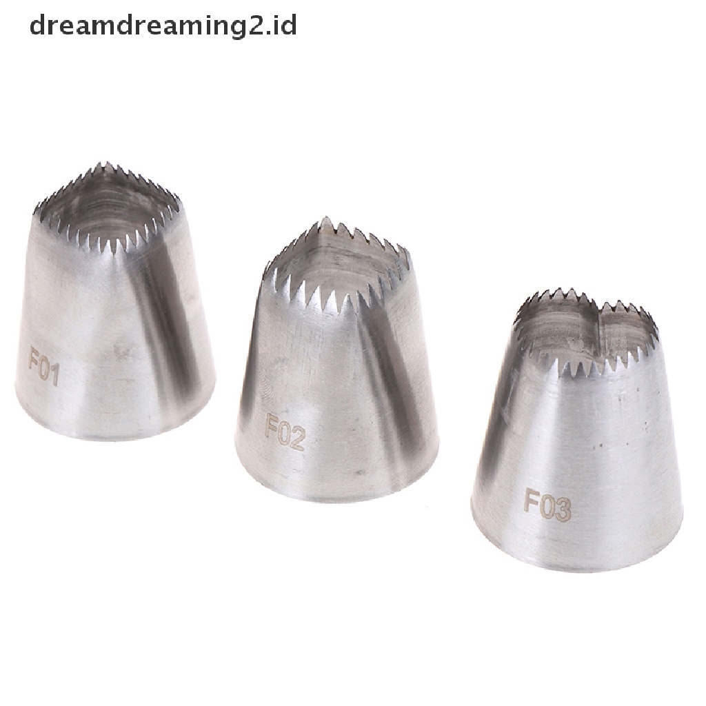 (hot) 3 Pcs Persegi Hati Icing Piping Nozzle Rusia DIY Cream Kue Pastry Tips Alat//