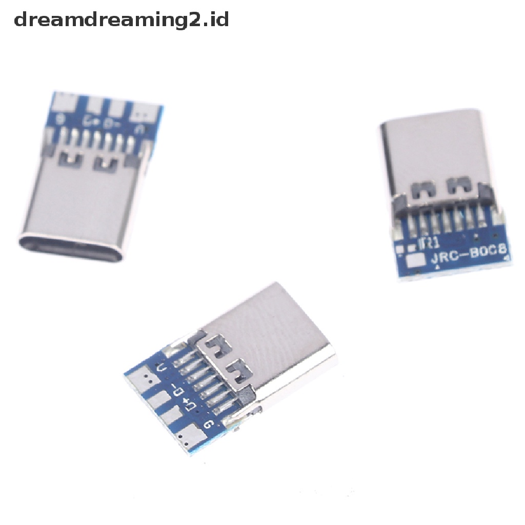 (hot) 10pcs Konektor USB 3.1 Tipe C 14pin Female Socket Wadah Melalui Lubang//