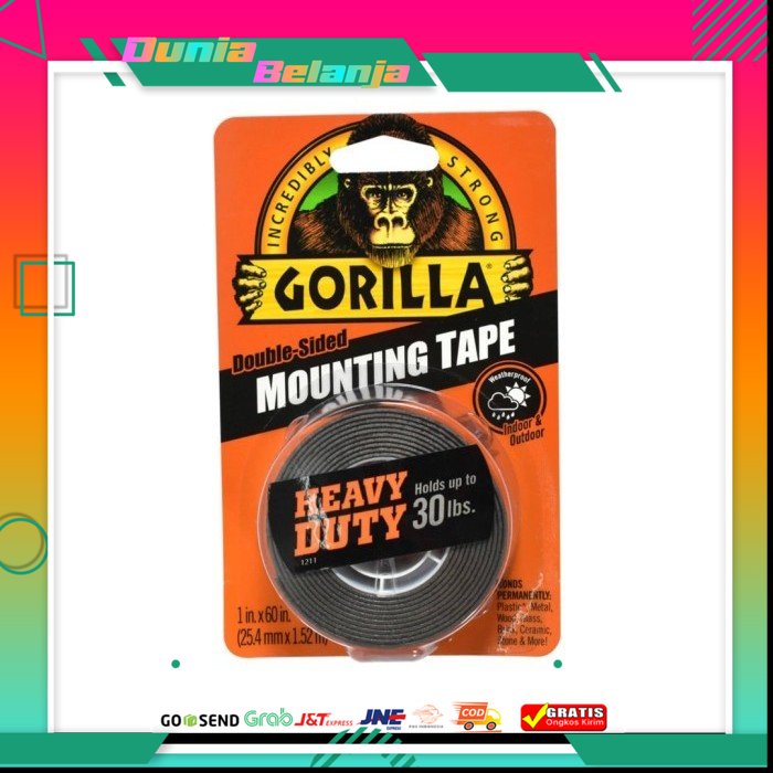 

Gorilla Lem Double Tape Heavy Duty 30Lbs 25Cm/Mounting Tape 30Lbs 25Cm