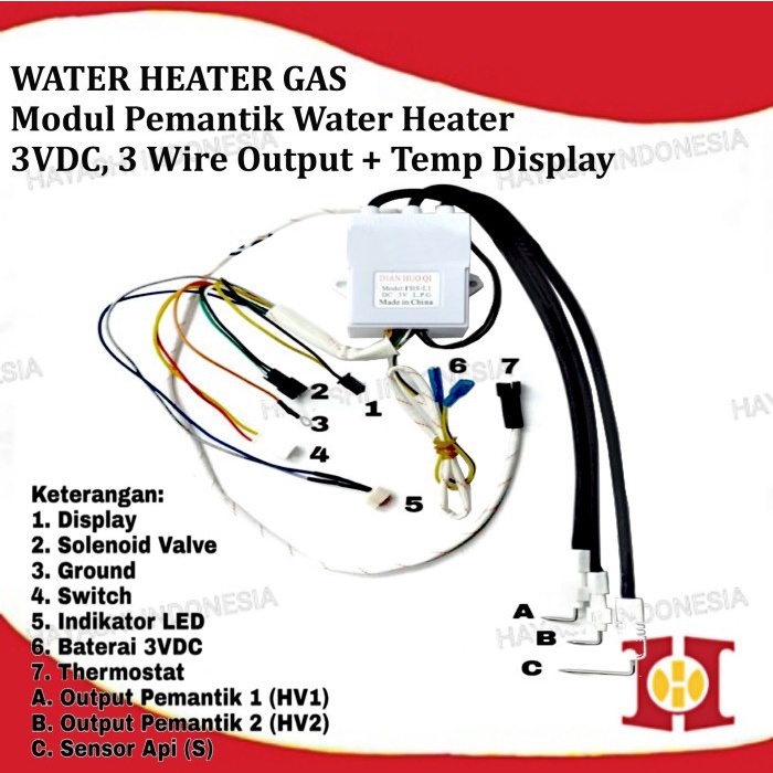 Modul Ignition Igniter Pemantik Gas LPG Water Heater Pemanas Air DC 3V