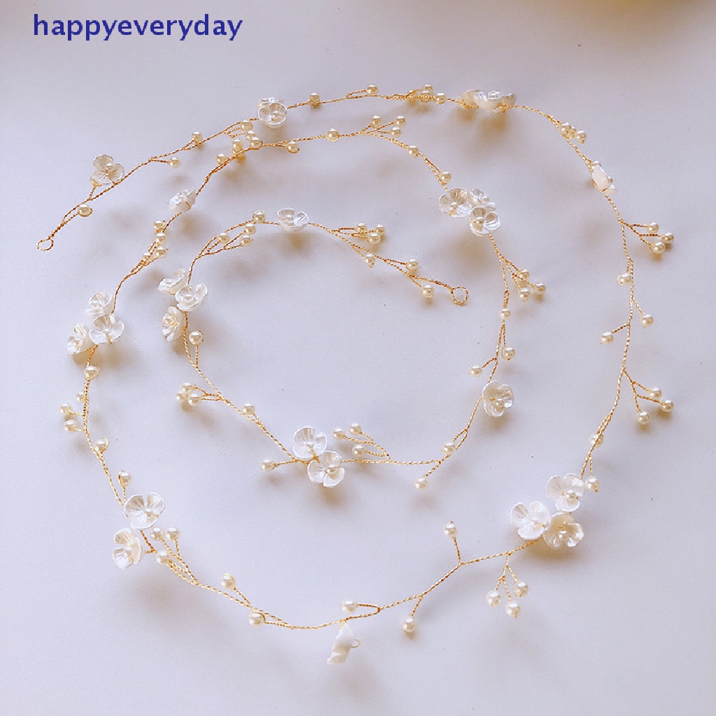 [happy] Bando Kristal Aksesoris Rambut Pernikahan Handmade Bunga Mutiara Untuk Pengantin Perempuan [ID]