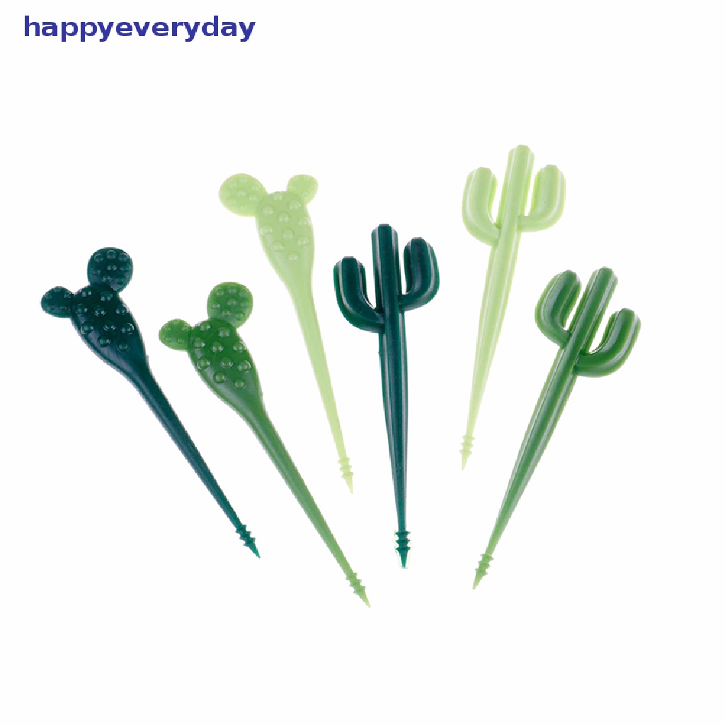 [happy] 6pcs/pack Garpu Buah Kaktus Dessert Forks Tusuk Gigi Peralatan Makan Anak Food Picks [ID]