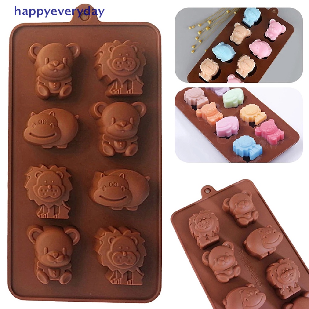 [happy] Cetakan Silikon Animal Bentuk Hippo Lion Bear Coklat Sabun Kue Peralatan Dapur DIY [ID]