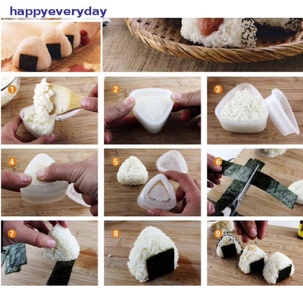 [happy] 2pcs DIY Cetakan Sushi Onigiri Rice Ball Food Press Form Sushi Mold Cetakan Alat DIY [ID]