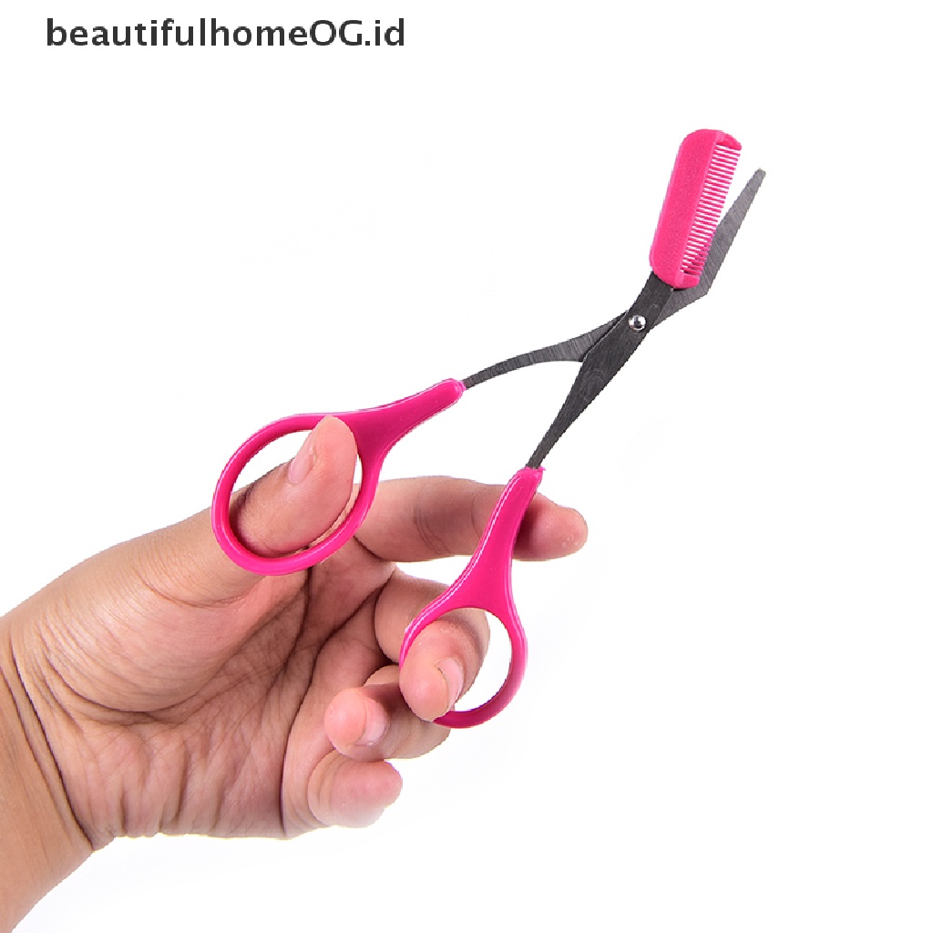 // Beauty// woman Brow trimmer scissors with comb grooming shaping shaver Penghilang Bulu **