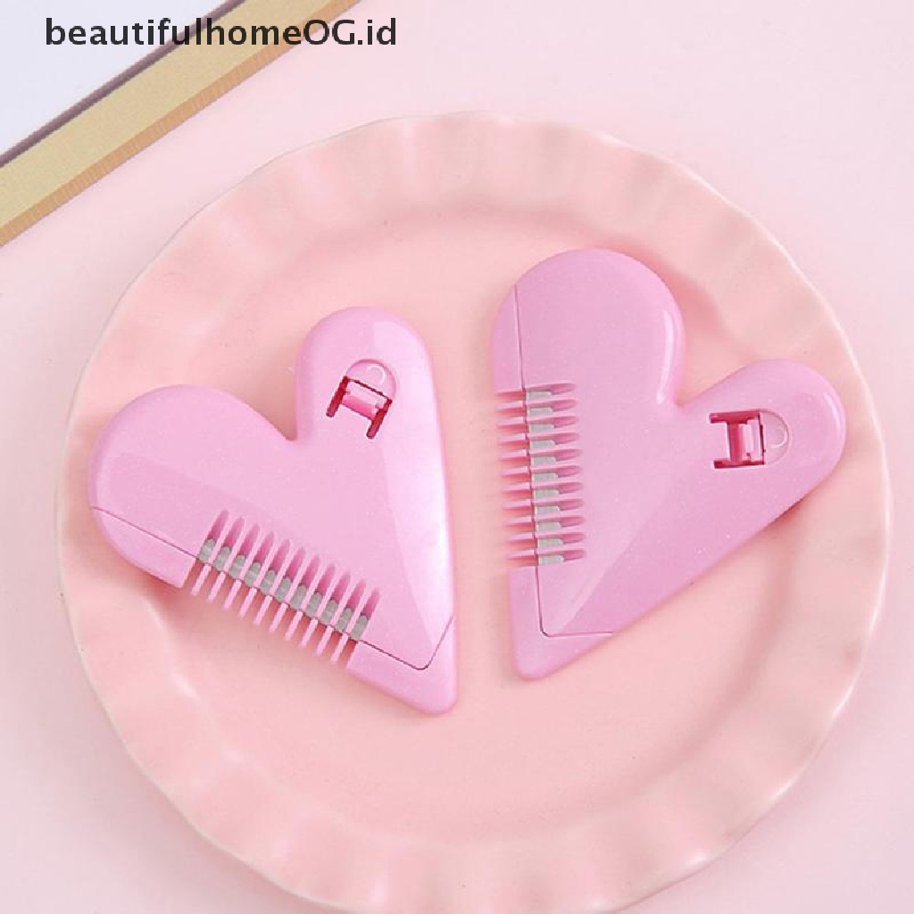 // Lebaran// New Pink Mini Hair Trimmer Love Heart Shape Hair Cutg Comb Dengan Pisau **