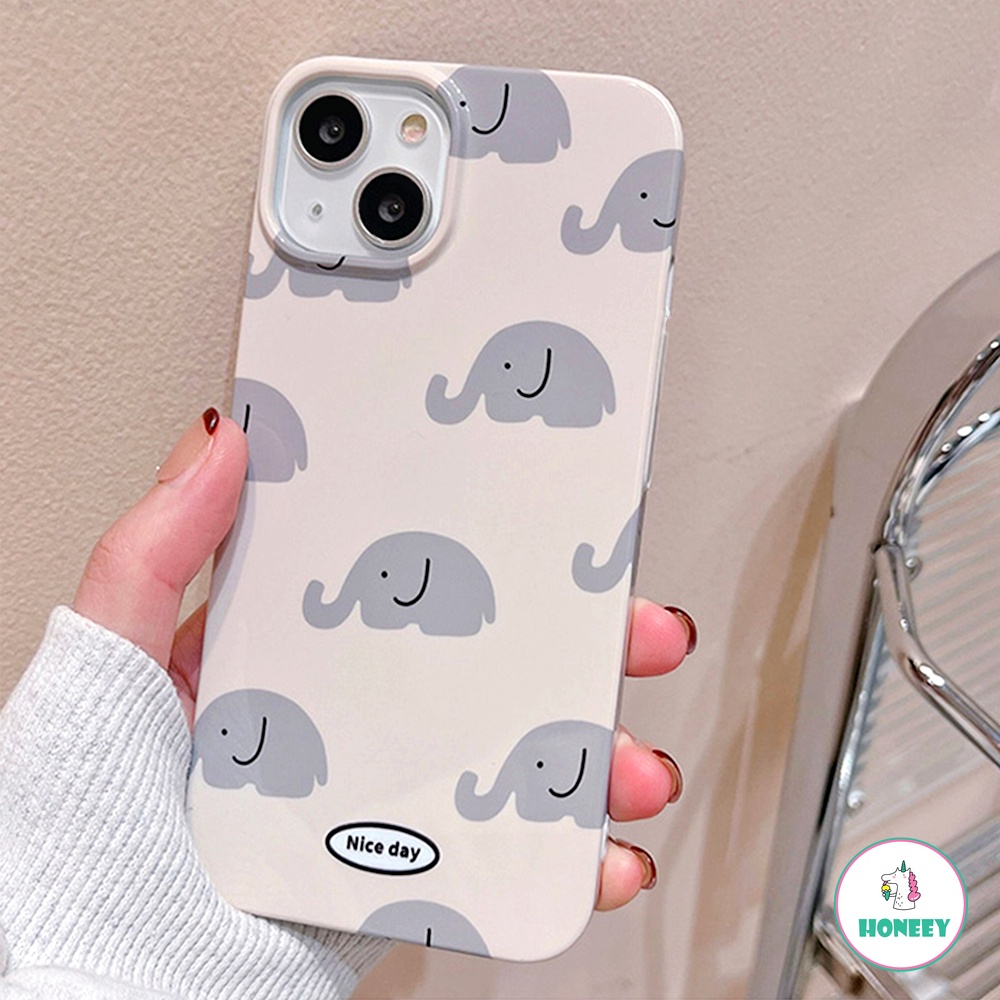 Gajah Abu-Abu Lucu Stand Phone Case Untuk apple iPhone 14 11 12 13 Pro Max Hard IMD Cover Holder INS Kartun Shockproof Capa Bracket