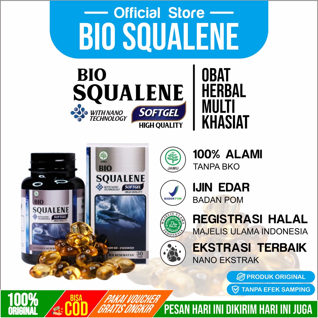 Bio Squalene Softgel Minyak Hati Ikan Hiu Berkhasiat Tinggi Omega 3 6 9 Bpom Halal Minyak Ikan Untuk