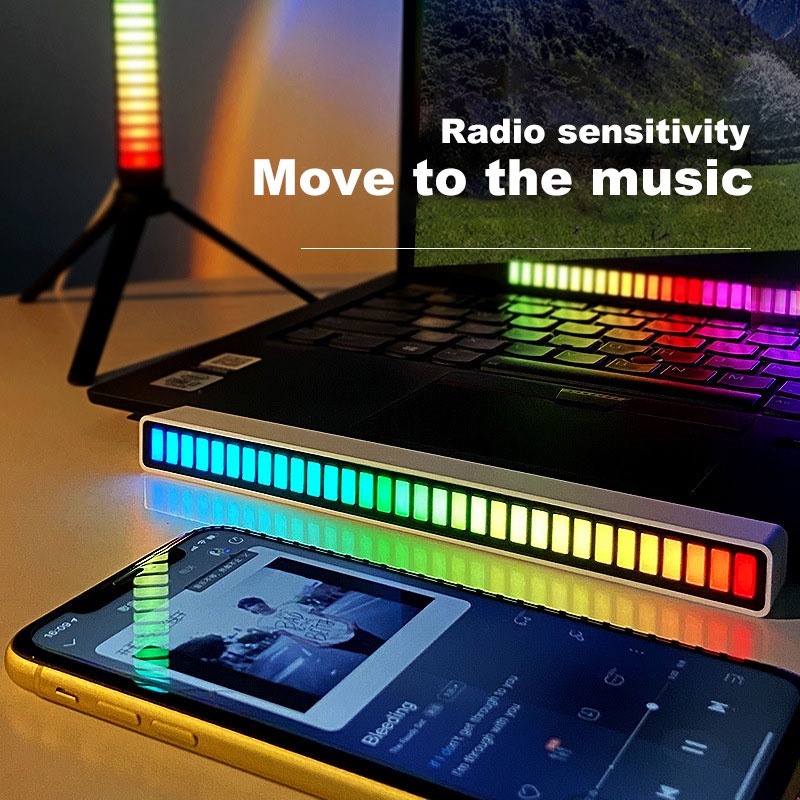 Lampu LED RGB Bar Voice Control Synchronous Rhythm Light Internet Popular Colorful Music Ambient Light Car