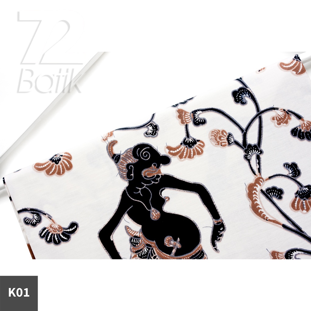 KAIN BATIK PREMIUM Bahan Katun Motif Wayang Warna Putih Tulang Cream Coklat Hitam 723452 Cap 72 Jarik Jarit Samping Kebat Panjang Batik Katun Modern Premium Bahan Seragam Batik Pernikahan Kantor Keluarga Murah Kamen Jadi Batik Bali Lembaran