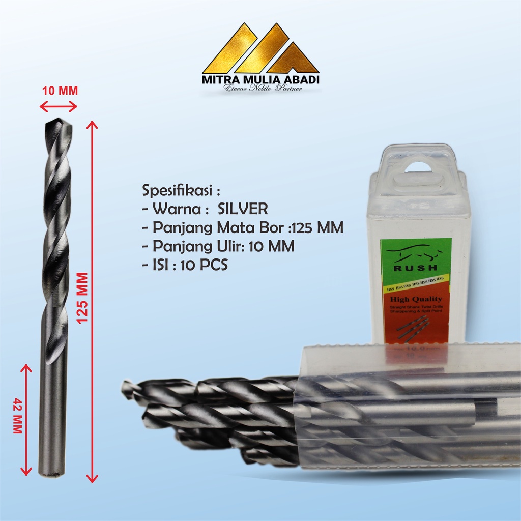 MATA BOR BESI 10mm SILVER TWIST DRILL BITS SERBAGUNA