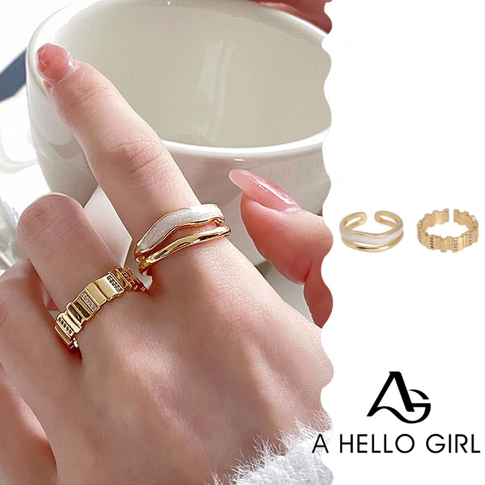 Cincin Model Terbuka Desain Mutiara Ganda Warna Putih Untuk Perhiasan Wanita
